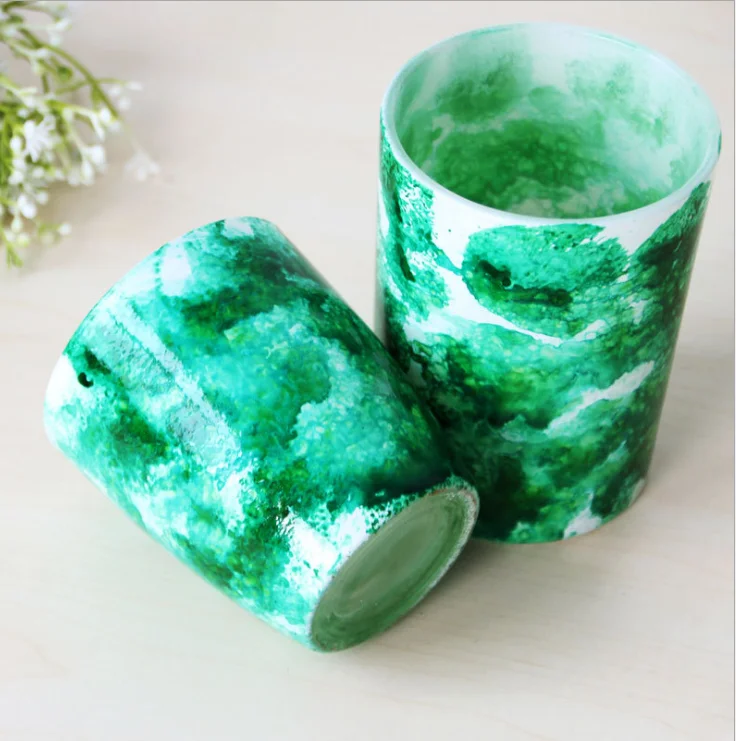 30cl оптовая продажа стеклянных свечей с крышкой и тройным фитилем