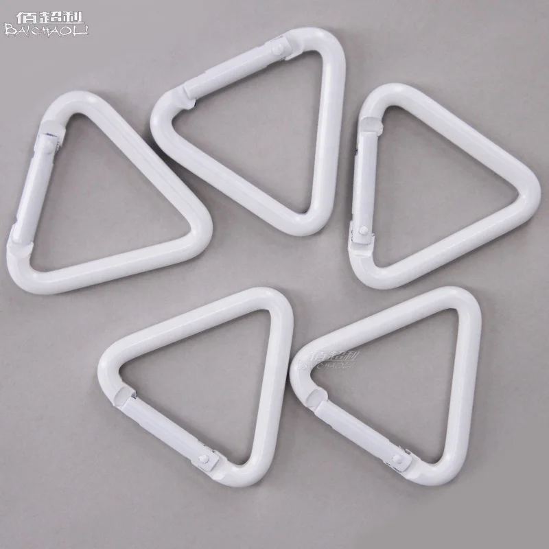 baichao 5# white triangle Aluminum alloy Logo can be customized  spring hook carabiner