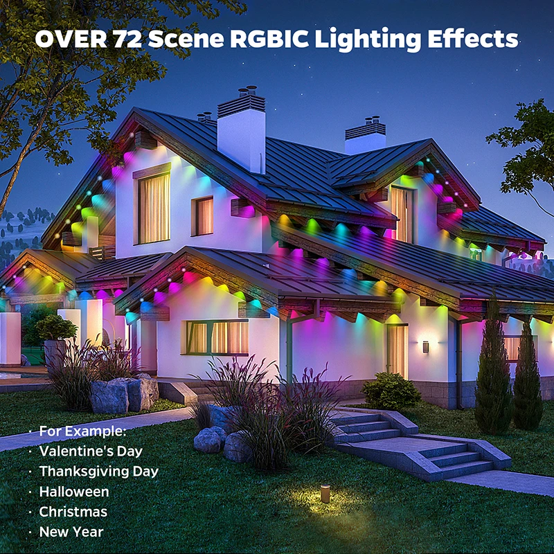 Twinklight Outdoor House Halloween Christmas Lights 2700K-6000K Rgb & Rgbw Smart LED Pixel Permanent Light Guide