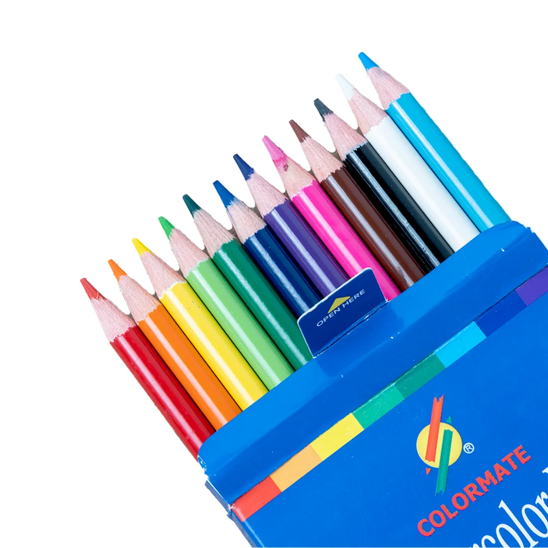High value non toxic environmental protection art set pen 12 colors high quality colored pencil for kids wood drawing pencil