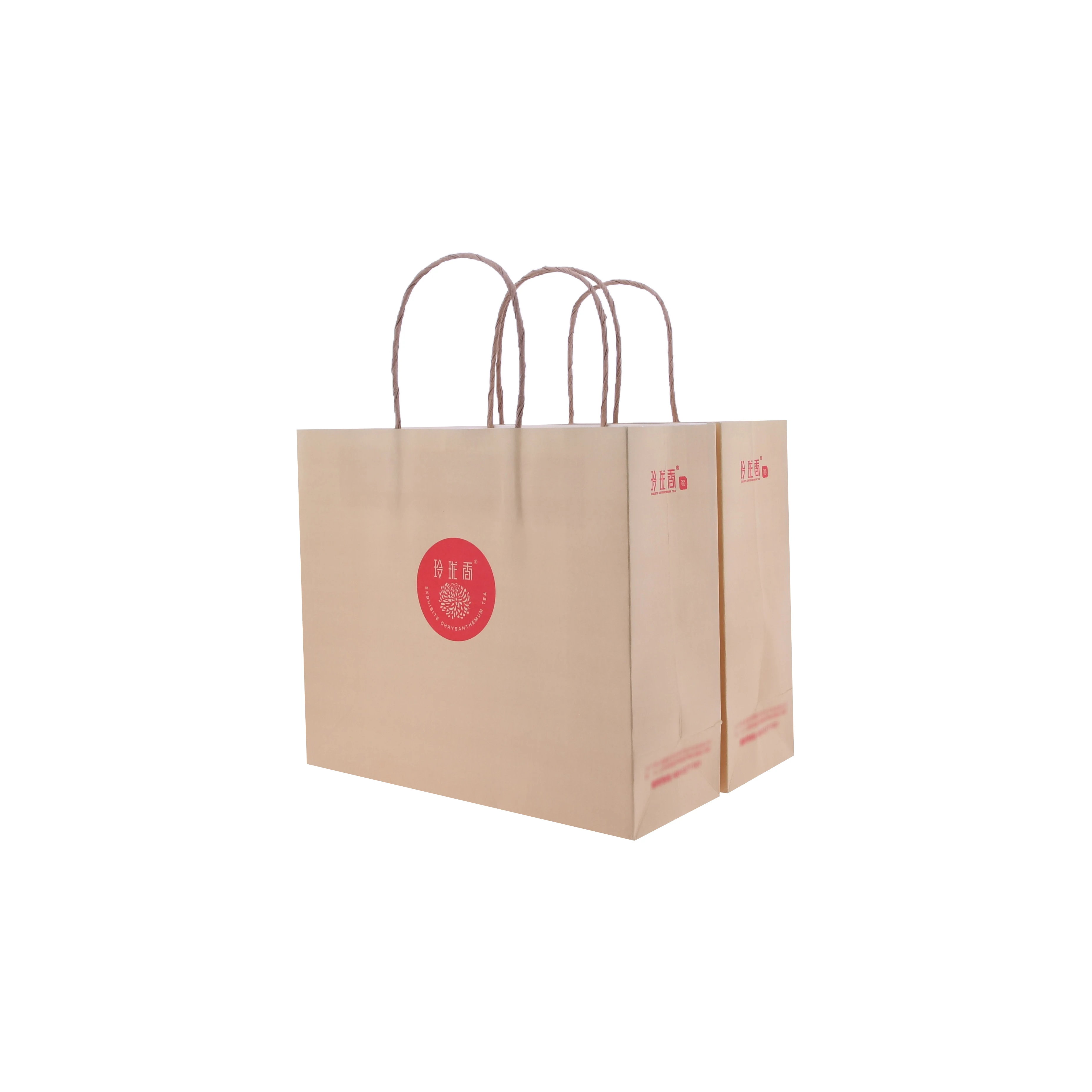 Luxury Plain Square Khaki Paper Shopping Business Bags By Automatic Machine For Takeaway Sunglass And Shoes