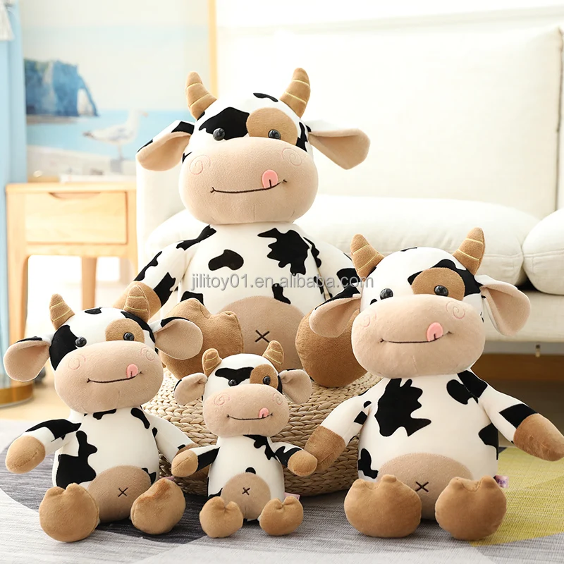 11.8inch colorful animal stuffed milk cow plush toys soft making with hang tag for embroidery