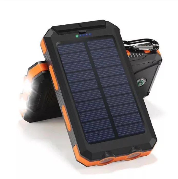 Waterproof LED Solar Power Bank 10000mah Dual USB Travel Powerbank LED Solar Power Bank