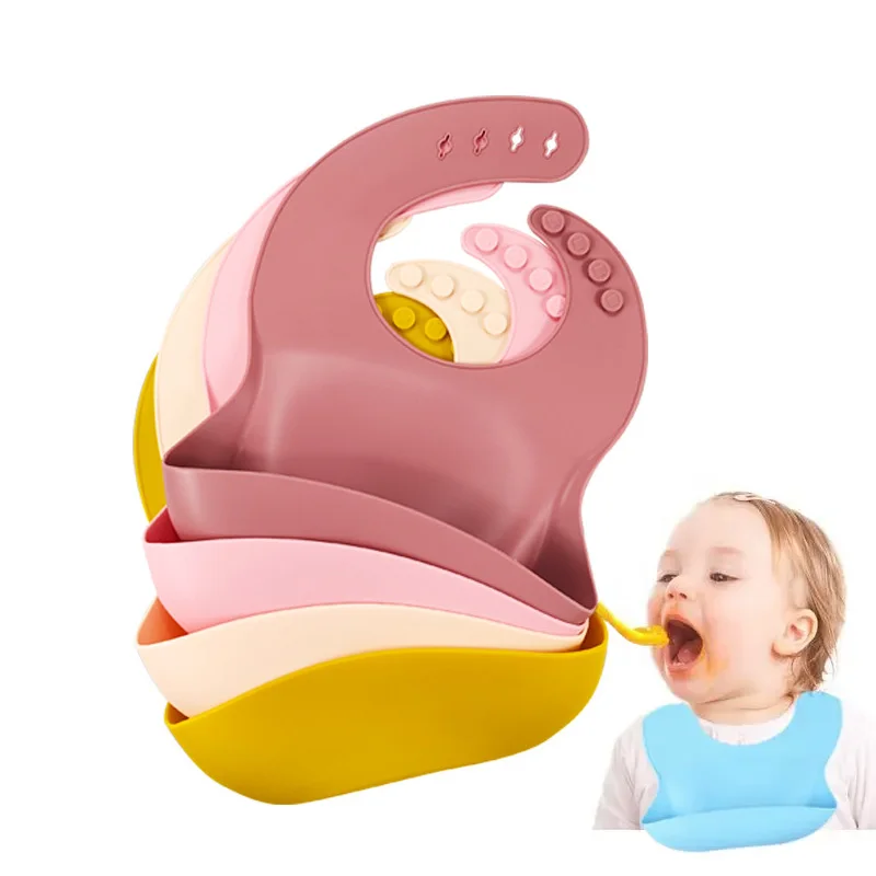 Fashionable Bpa Free Food Grade Safe Kids Bid Baby Food Catcher Silicone Feeding Bids For Baby Girl Boy