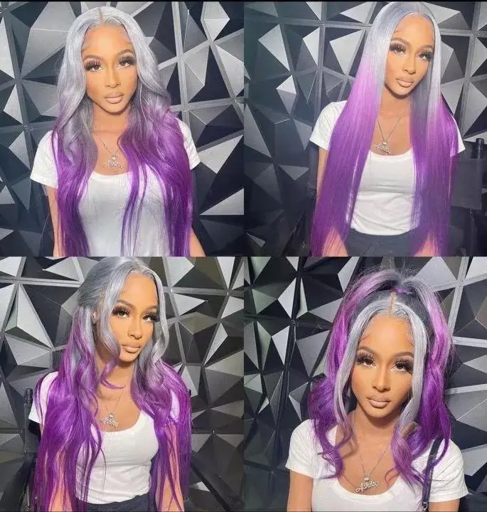 Pre Plucked natural hairline with baby hair colorful Synthetic Lace front hair wig for Women