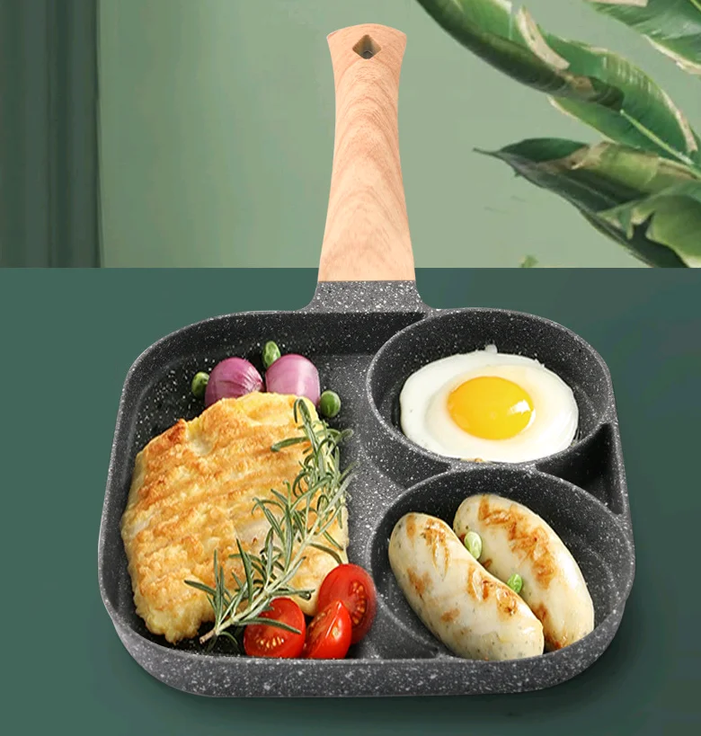 
 Антипригарная сковорода для яиц, сковорода на плоской подошве, кухонная сковорода, сковорода для омлета, 2 отверстия, медицинская Сковорода Из Камня  