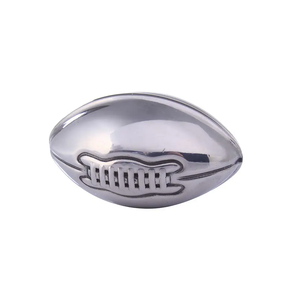 custom engraved stainless steel ice chilling stones gift box reusable football shape ice cube stainless steel