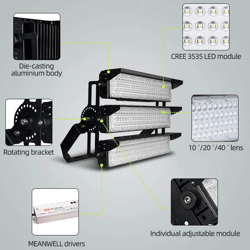 15m to 18m 300w 400w 800w ip65 football field lights stadium lighting with pole price led flood high mast light