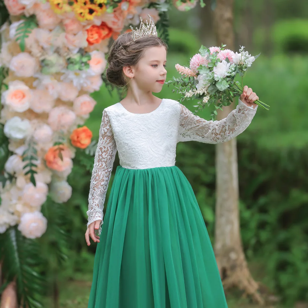 Tiktok Wholesale Lace Birthday Wedding Princess Party Little Kids Dresses For Girls
