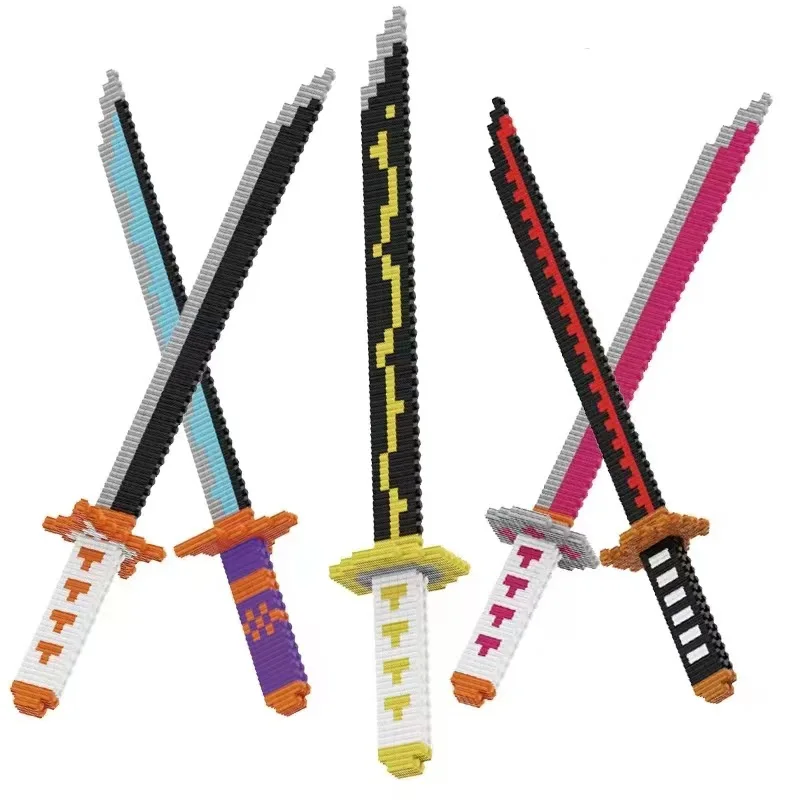 DIY Sword Ornament Puzzle Assembly Small Particle Building Block Toys ABS plastic Anime Tool Prop Building Block Toys