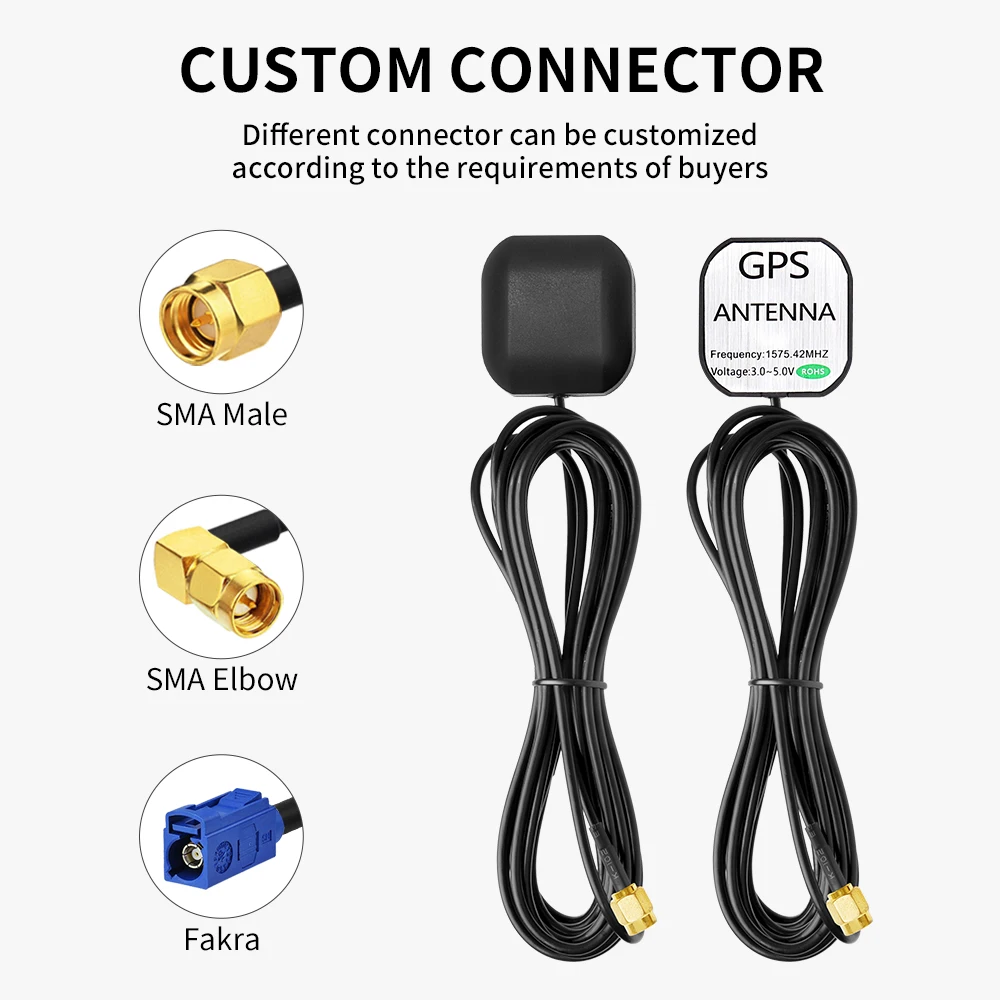 3 Meters RG174 Cable 1575.42MHz Active Car FAKRA-C Connector GPS Antenna Mini