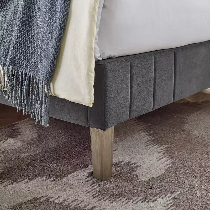 Hot selling european style grey upholstered fabric bed frame camas