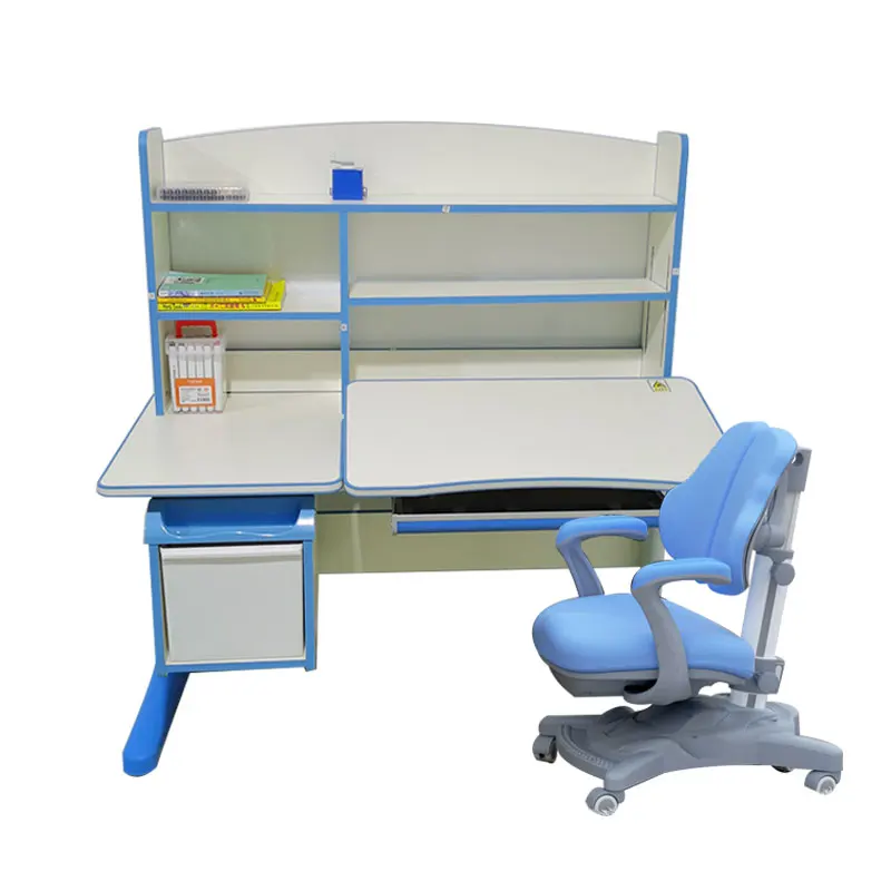 girl boy designs with bookshelf  large capacity solid wood study table desk and chair set for children kids