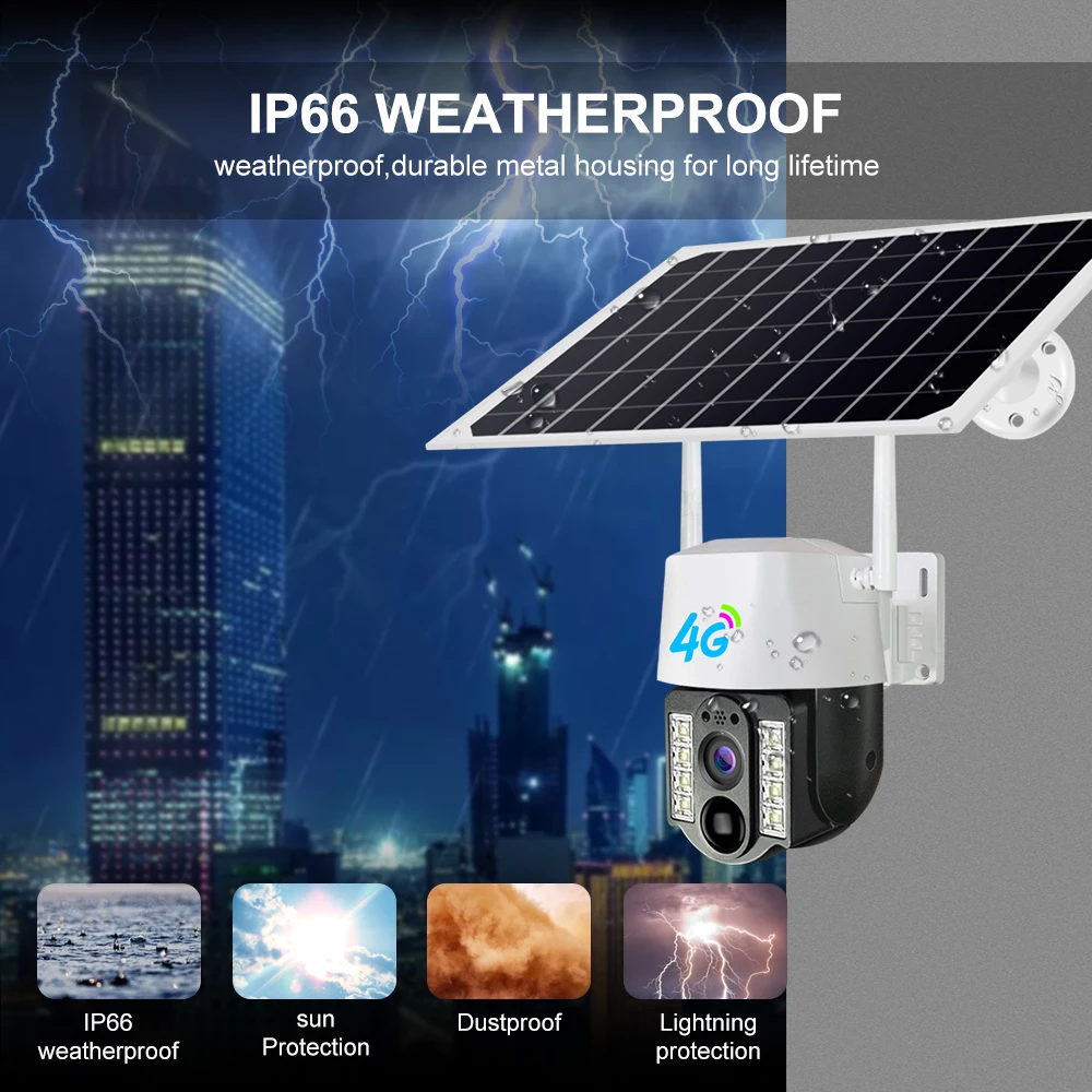 V380 PRO IP66 4G Outdoor IP66 Waterproof 1080P Solar Battery Powered Camera H.265 Solar Power CCTV IP PTZ 4G Solar Camera