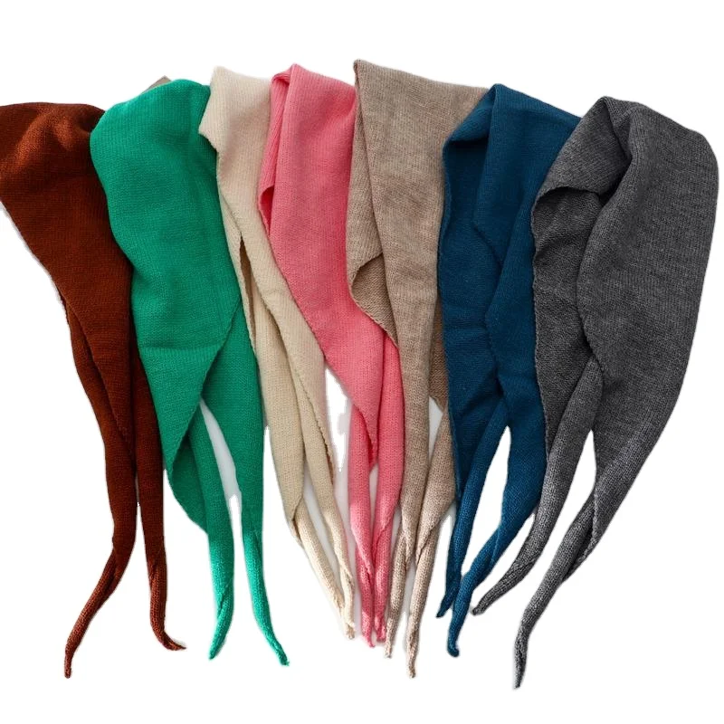 2023 Women Cotton Hijabs Scarves Shawls Wraps Neck Warmer Bandanas Foulard Knitted Autumn Winter Triangle Women Scarf