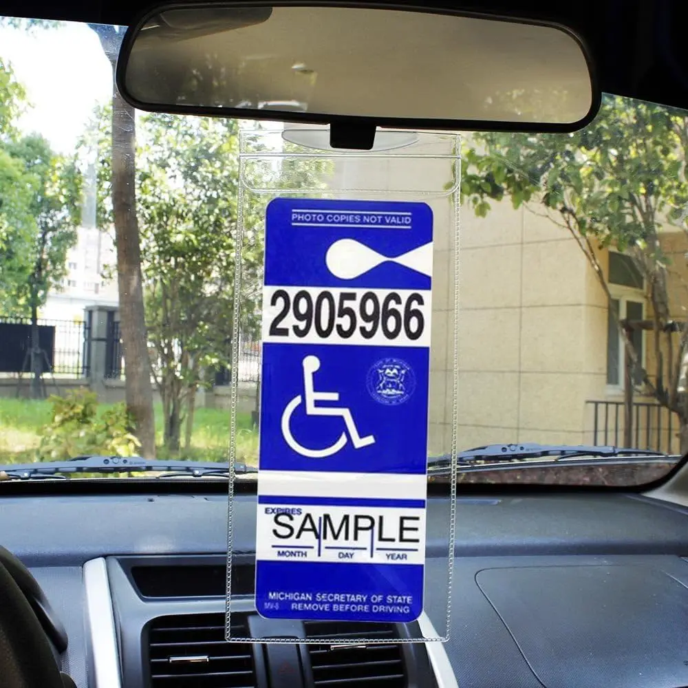Handicap Placard Holder Ultra Transparent Disabled Parking Permit Placard Protective Holder Cover with Large Hanger