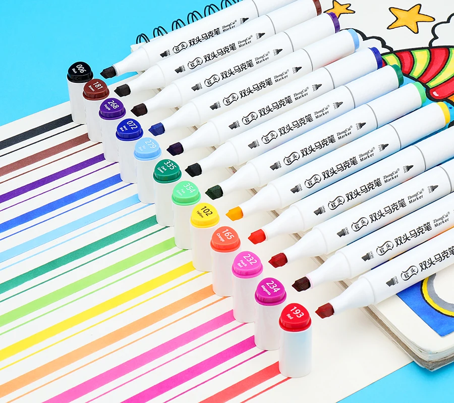 Dual Tip Alcohol Permanent Based Touch Twin Markers Pens