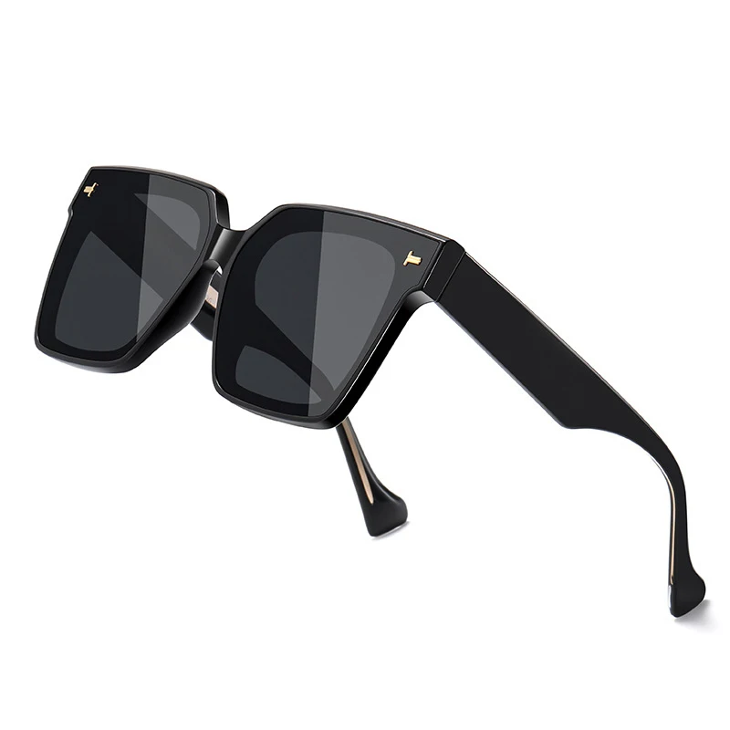 Thick Square Frame Sunglasses Big Frame Polarized Sunglasses Luxury Acetate Sunglasses Black 2024