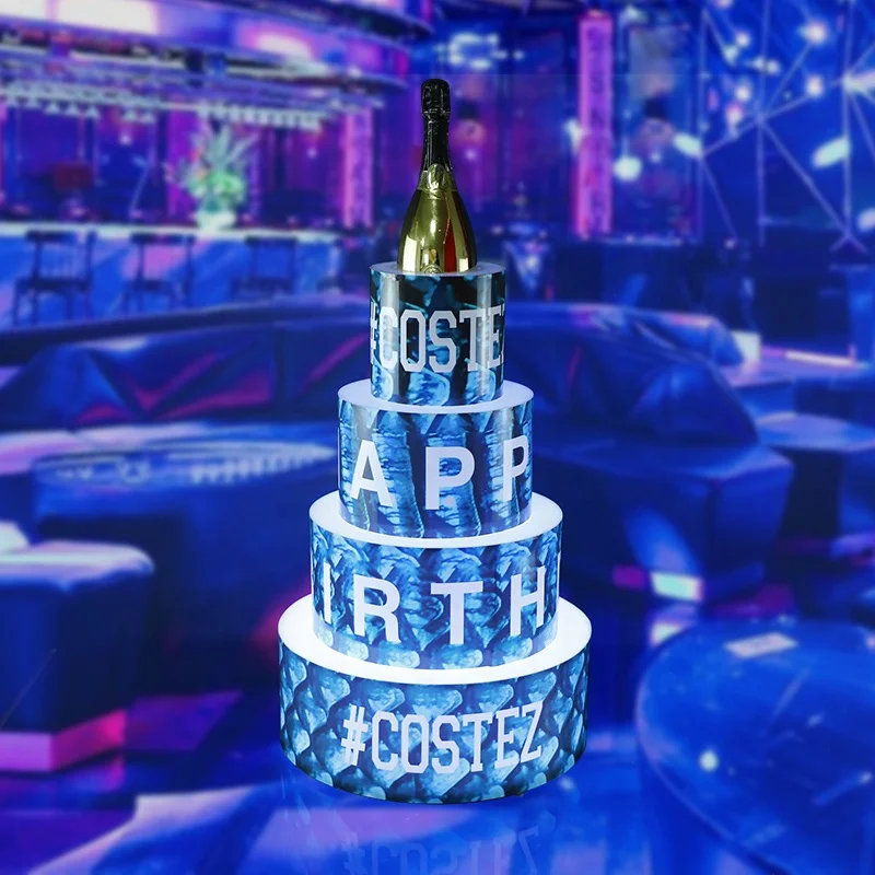Nightclub Happy Birthday Cake stand with Shot Cup Tray VIP Led Birthday Cake Bottle Service Presenter