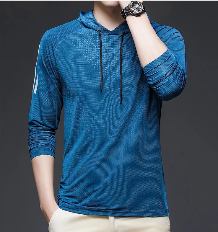 long sleeve gym hooded t-shirts workout men clothing quick dry long sleeve t-shirts hoodie