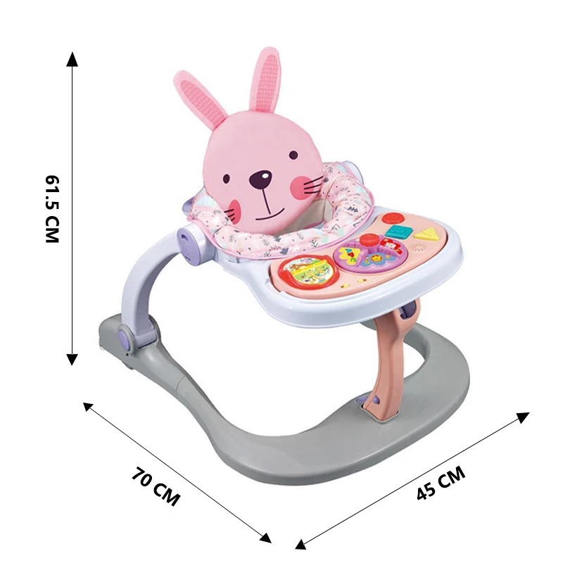 Education Activity Baby 4 in 1 Learning Folding Toddlers Strollers Animal Rabbit Activity Dining Feeding Chair with Music