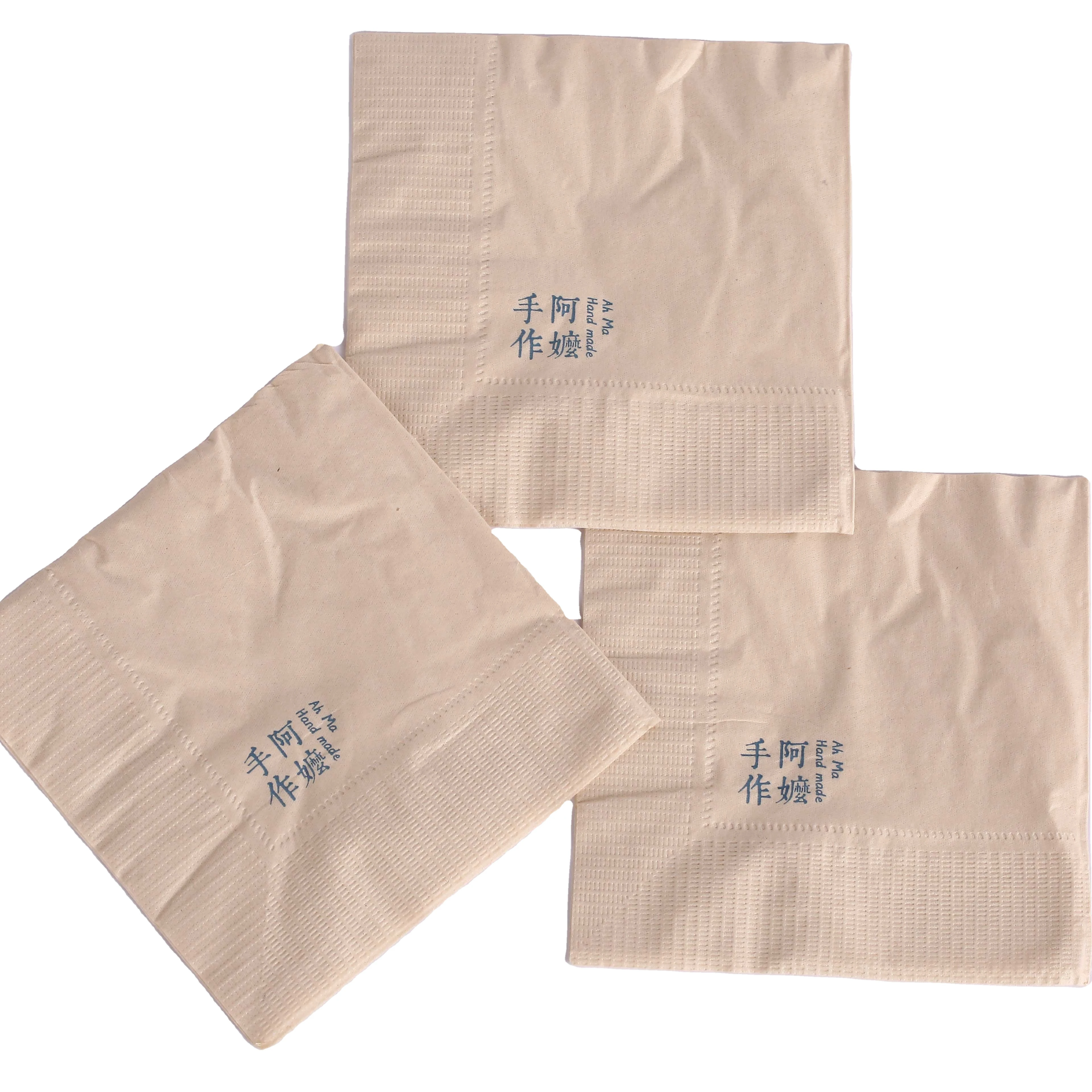 Bamboo Pulp Custom Printing table napkin Unbleached brown disposable napkins