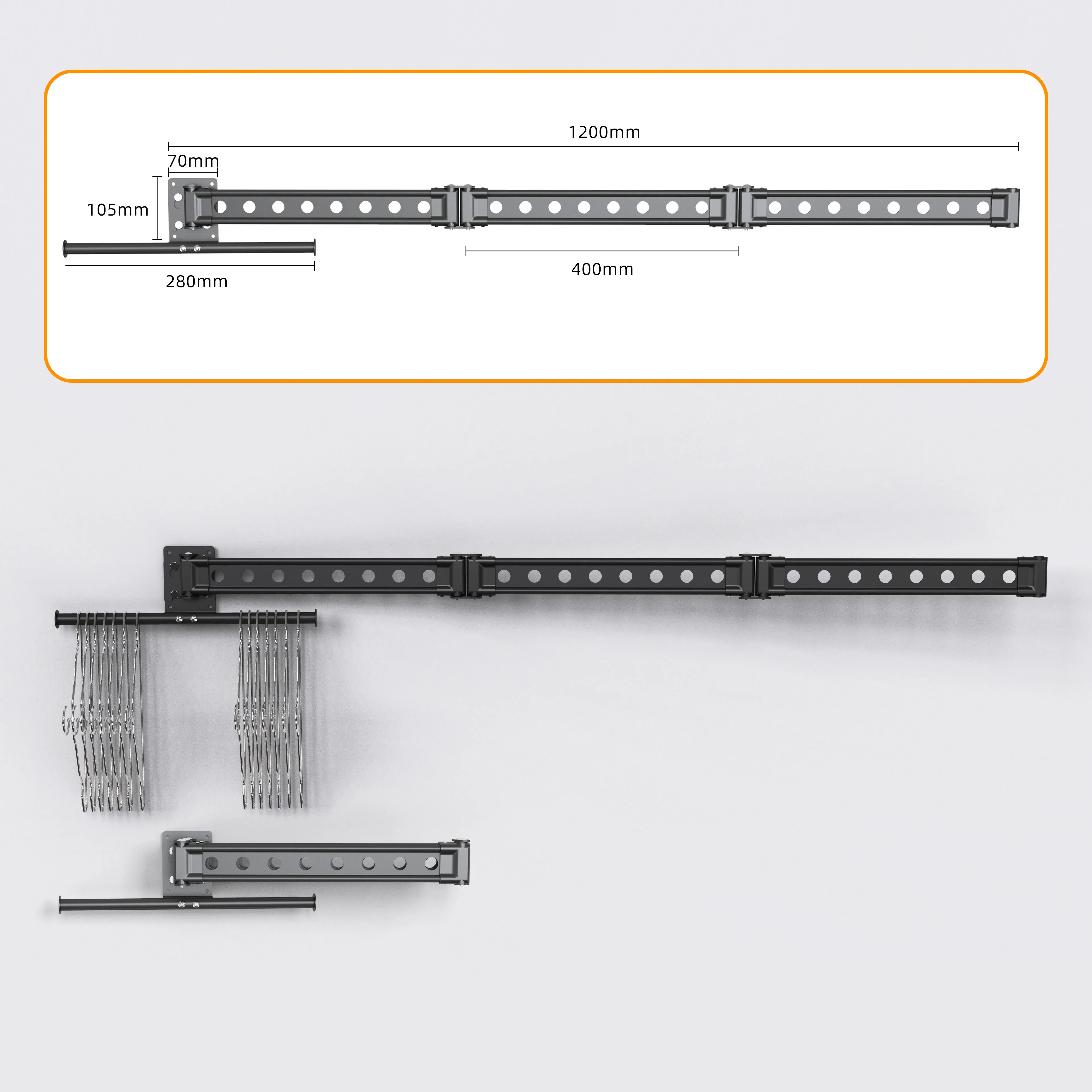 Wholesale Collapsible 8 Hole Wall Mounted Hanger Rack Balcony Wall Mounted Folding Laundry Rack Space Saver Clothes Drying Rack