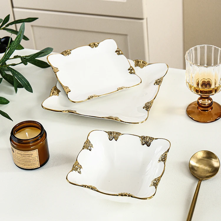 Горячая распродажа роскошная фарфоровая посуда для салата ресторанный золотой ободок керамические миски лапши рамен