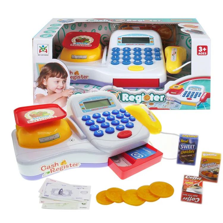 Cartoon Bear Frog Simulation electric Smart Supermarket Cash Register Toy pretend play Game with light and sound