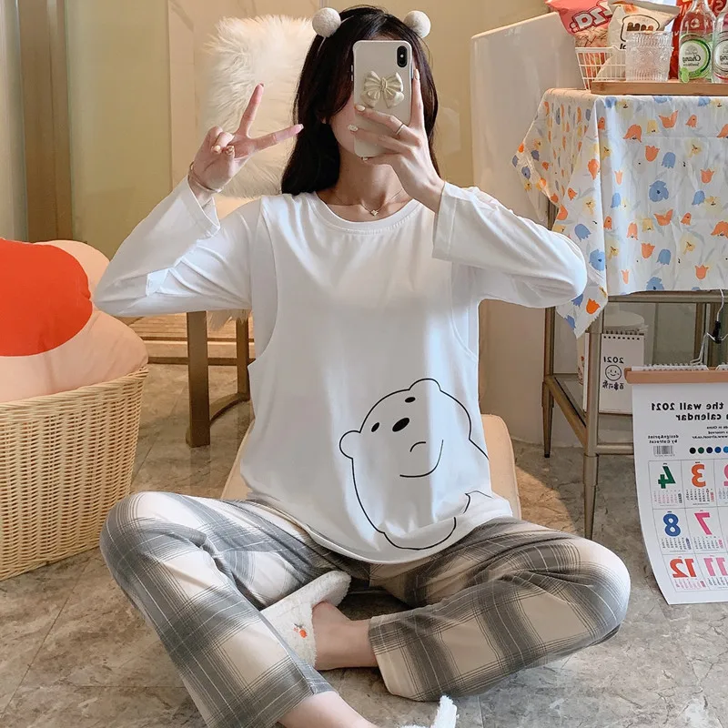 KEYIDI костюм для кормящих матерей с длинными рукавами для грудного вскармливания Пижама большого размера для беременных