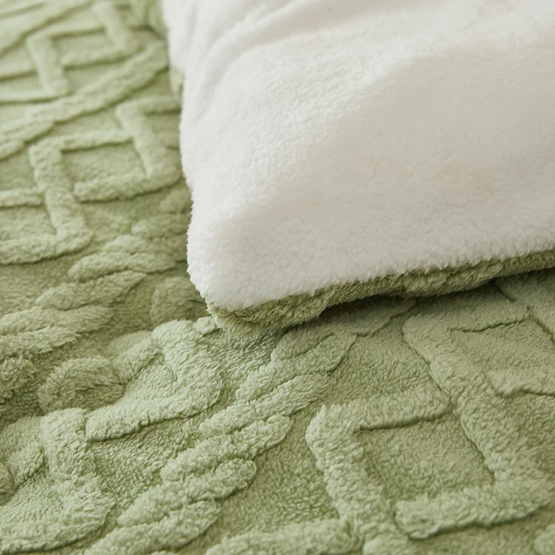 3D Arabesque Double-Sided Hypoallergenic Heavy Sherpa Comforter Home Winter Warm Soft Fleece Queen Size Bed Quilt