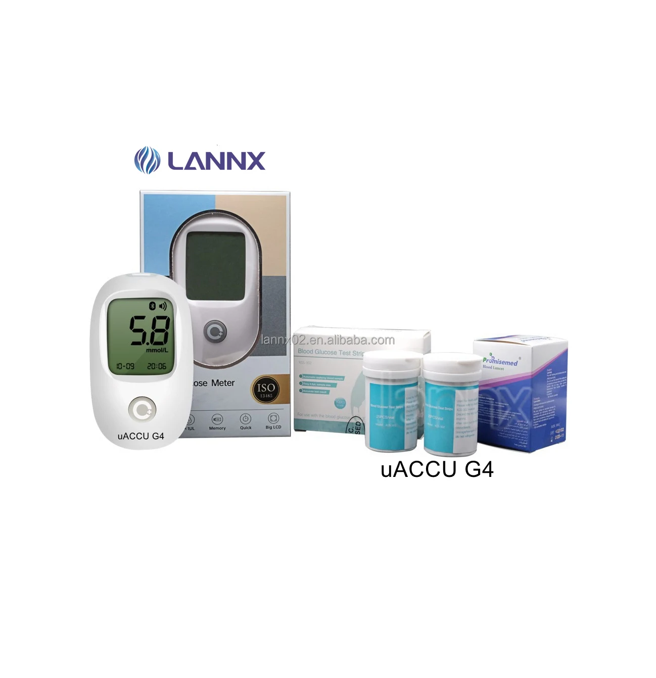 LANNX uACCU G4 Custom Cheap Digital Blood Glucometer Wireless Blood Sugar Monitor with Blood Glucose test strips glucometros