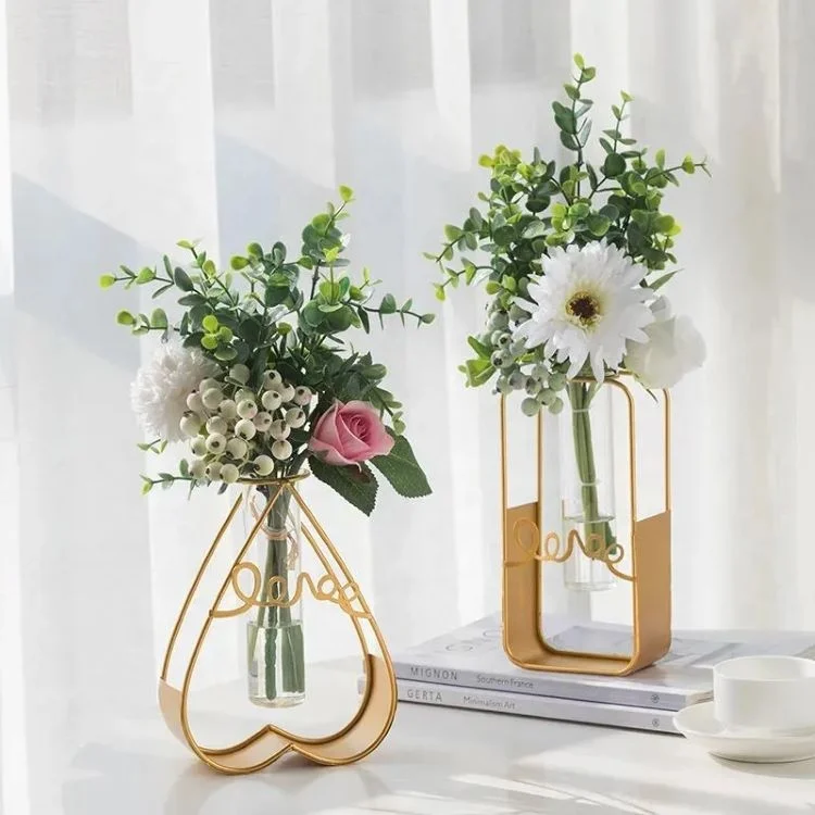 Home Decor Ideas Table Vase Gold Bud Vases for Wedding Center Piece Metal Vases
