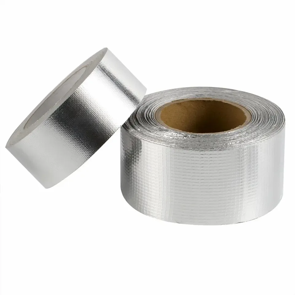 Reinforced aluminum foil tape High temperature Adhesive Self-Adhesive Fireproof resistant Aluminum Foil duct Tape