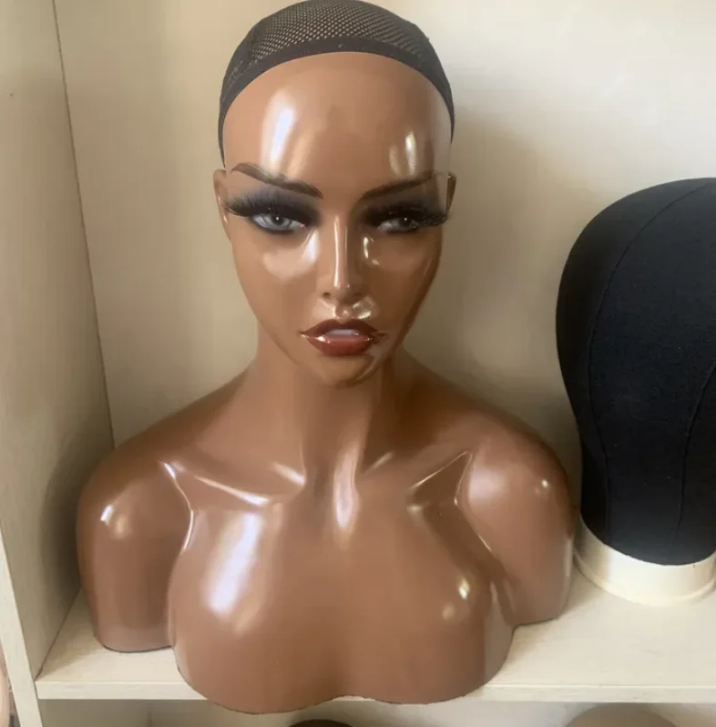 Mannequin with wig European and American big breast model head for black women