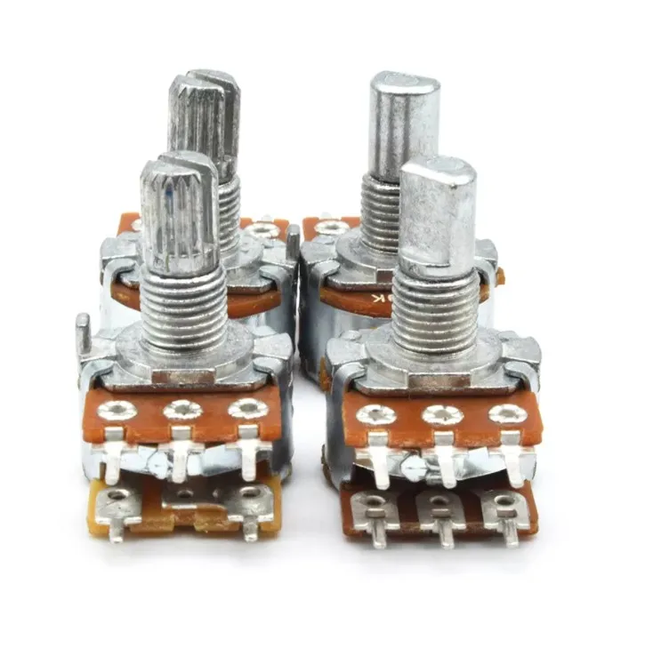 Terwin Factory Price 16mm 6pin  Dual Gang Volume Control Metal Shaft Carbon Film B500K Guitar Rotary Potentiometer