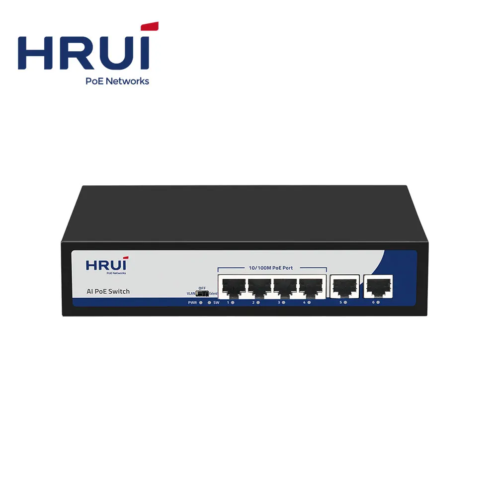  Лучшая цена высокоскоростной Ethernet VLAN 2 Uplink AI умный PoE коммутатор с 4 портами для IP-Камеры