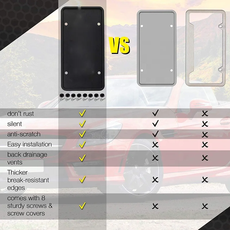 Durable Silicone License Plate Frames with 8 Screws