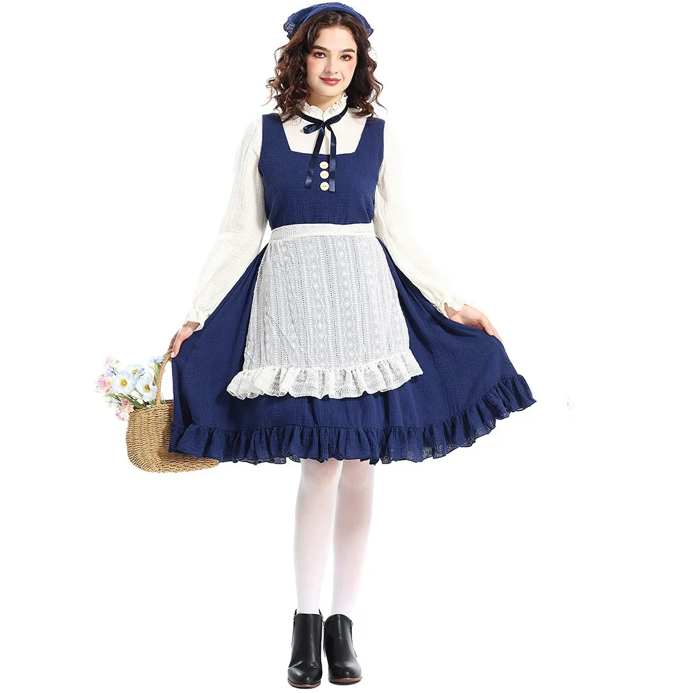 The Little Match Girl Costume Kids Women Halloween Carnival Funny Party Maid Cosplay Uniform