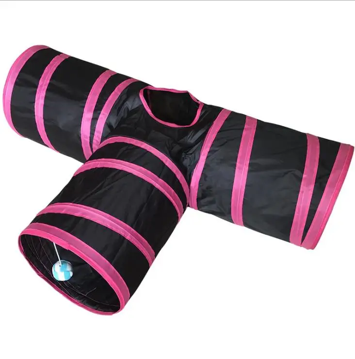 Wholesale Patent Toys 3 4 5 Ways Pink Blue Interactive Collapsible Foldable Tube Funny Cat Pet Donut Tunnel RainbowToy