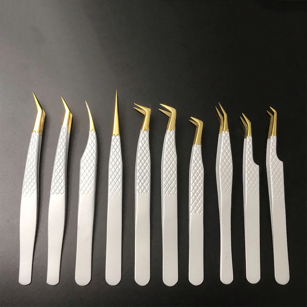 Professional Beauty Tweezers Stylish pink/black Color Slanted Tweezers Stainless Steel Women Personal Eyelash Tweezers