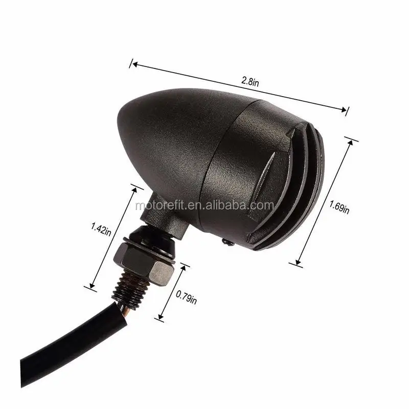 RTS 2PCS Heavy Duty Motorcycle Turn Signals Bulb Indicators Blinkers Lights with Bullet Shape  Amber Lens Front Rear Turn signal