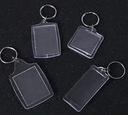 DIY Blank Acrylic Keychains key chains Insert Photo plastic Keyrings choose shapes 500pcs
