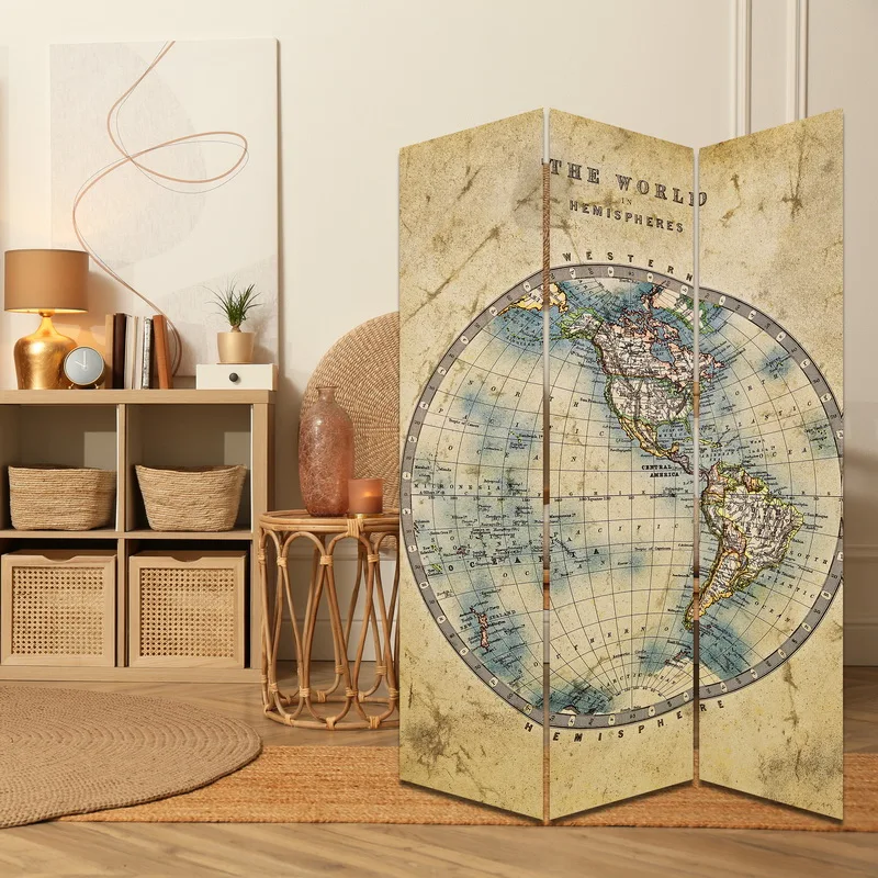 Mobile Folding Room Dividers Living Room Partition Design Wellness Spa Canvas Screen, Room Divider with LED Movable All-season