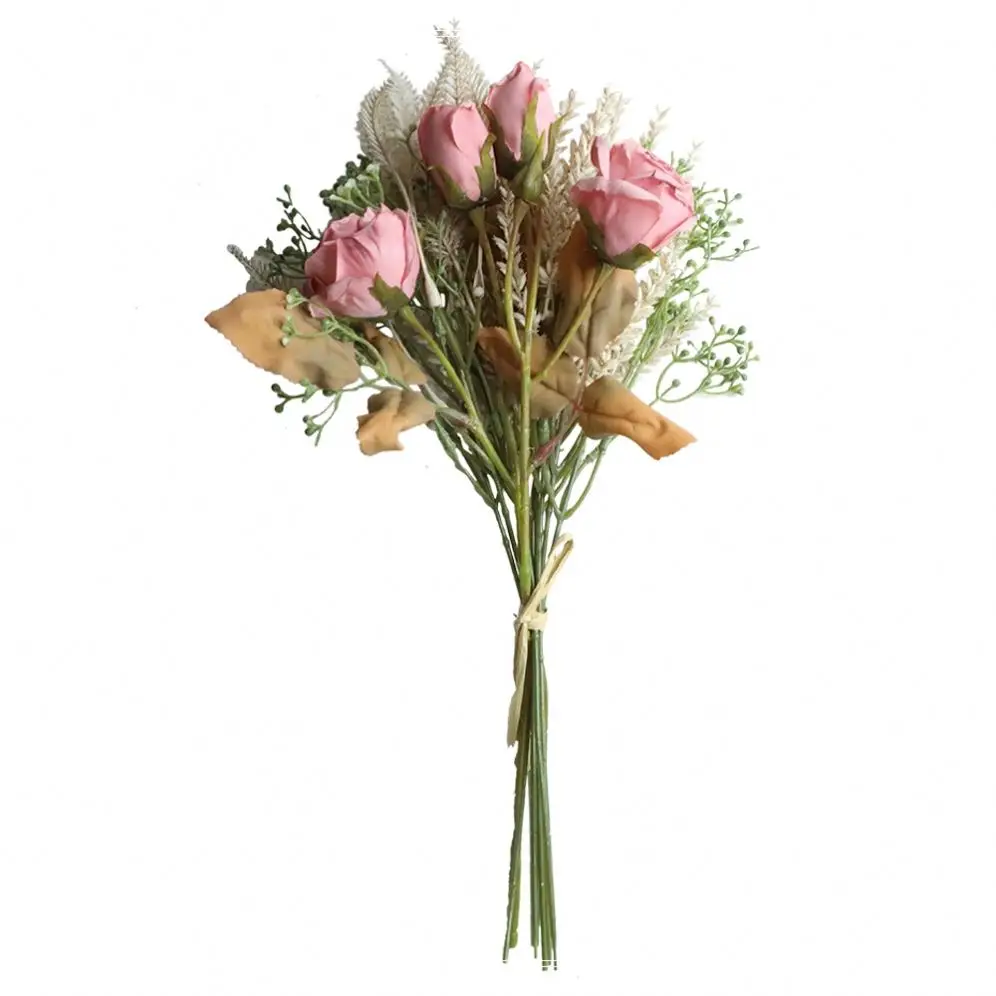 Realistic Faux Dried Rose Bouquet Decorative Flower Artificial_Flower_Manufacturers  With Great Price