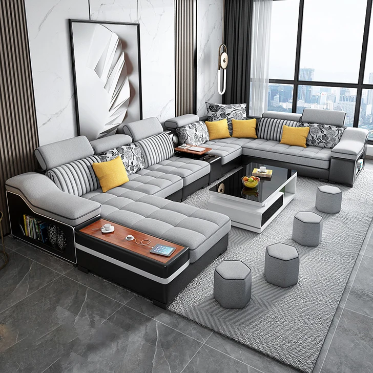 Italian Fabric Sofa Simple Modern Modular Sofa Large Apartment New Cotton Linen Latex Technology Cloth Sectional Sofa