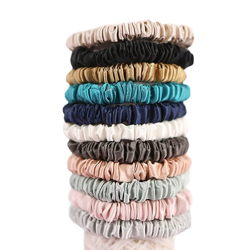 1CM Small Hair Silk Hair Accessories Woman Ponytail Hair Ties 100% Mulberry Silk Scrunchies
