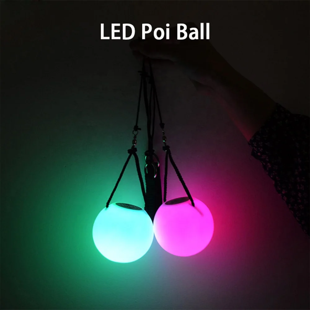 Battery Operation Colorful Lamp Pressure Reducing Squeezing with Cable Health Sports Training LED Toy Poi Ball