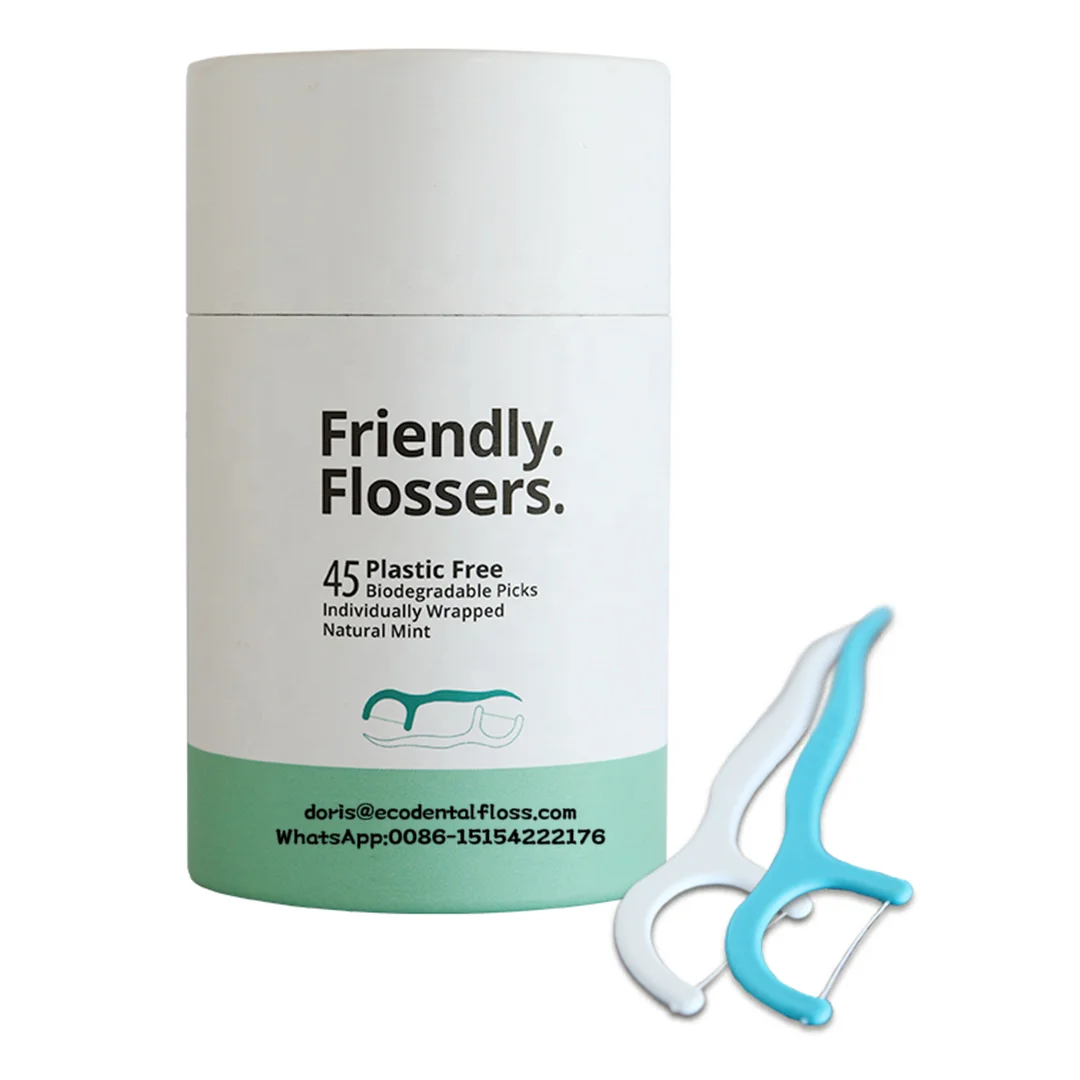 New custom packaging design dental floss picks toothpicks adults mint  eco-friendly material bamboo charcoal Protect oral health
