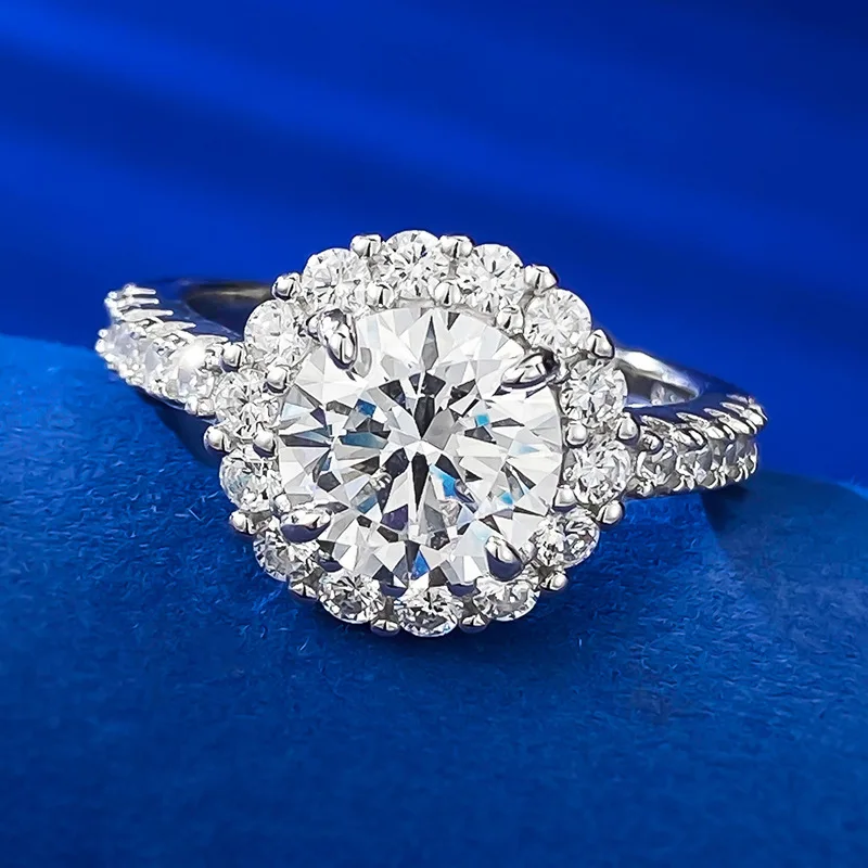 Jewelry 925 Silver Minimally Narrow Edition Single Row Diamond Starry Sky Bead Edge Ring Female Couple Pair Ring Wedding Ring